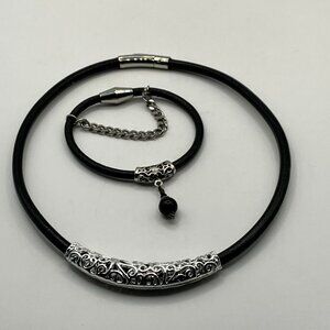 Choker and Bracelet Set Black Leather Choker & Bracelet Handmade Brand New